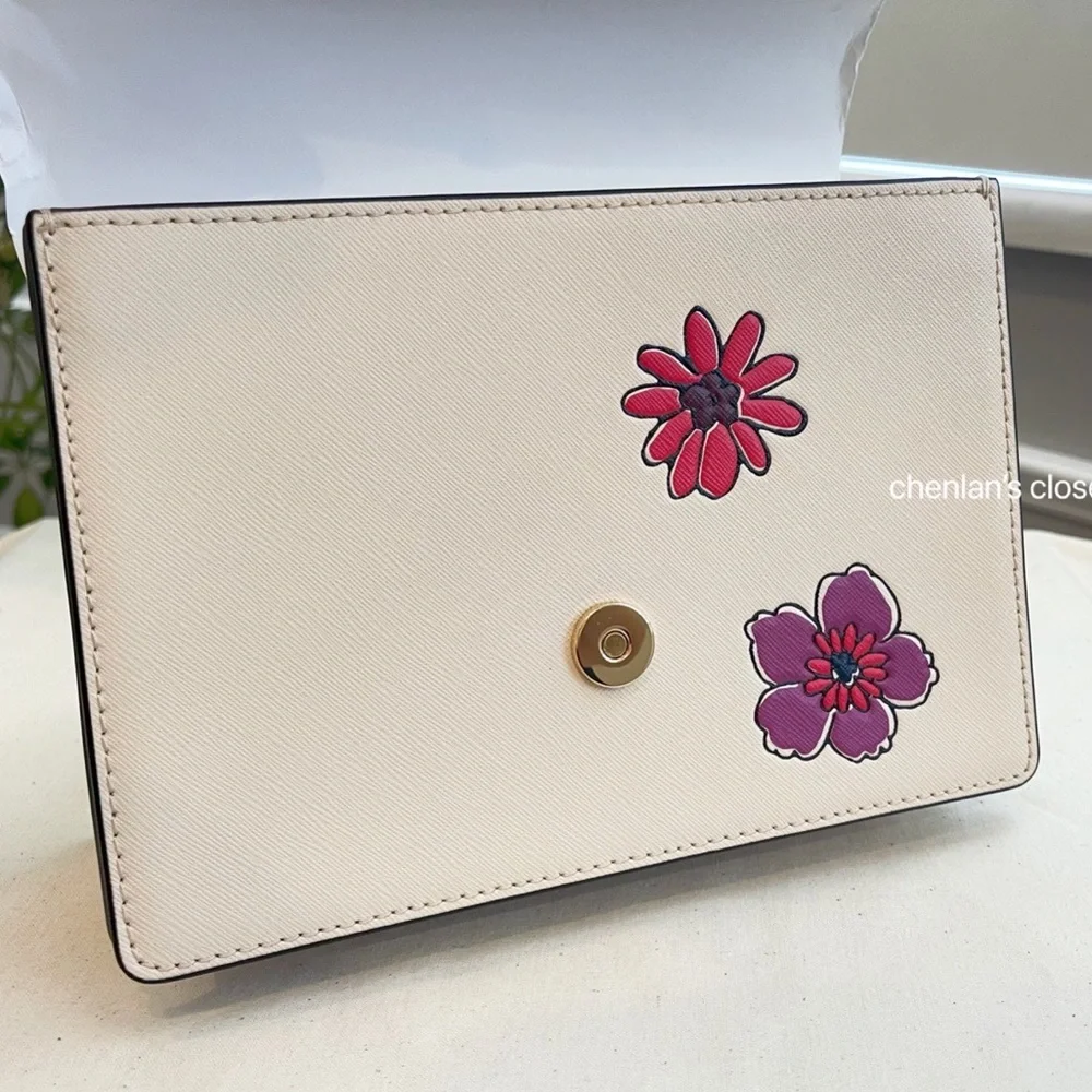 🌈NeW! Tory Burch Emerson Applique Flap Floral Shoulder Bag - Picture 8 of 13
